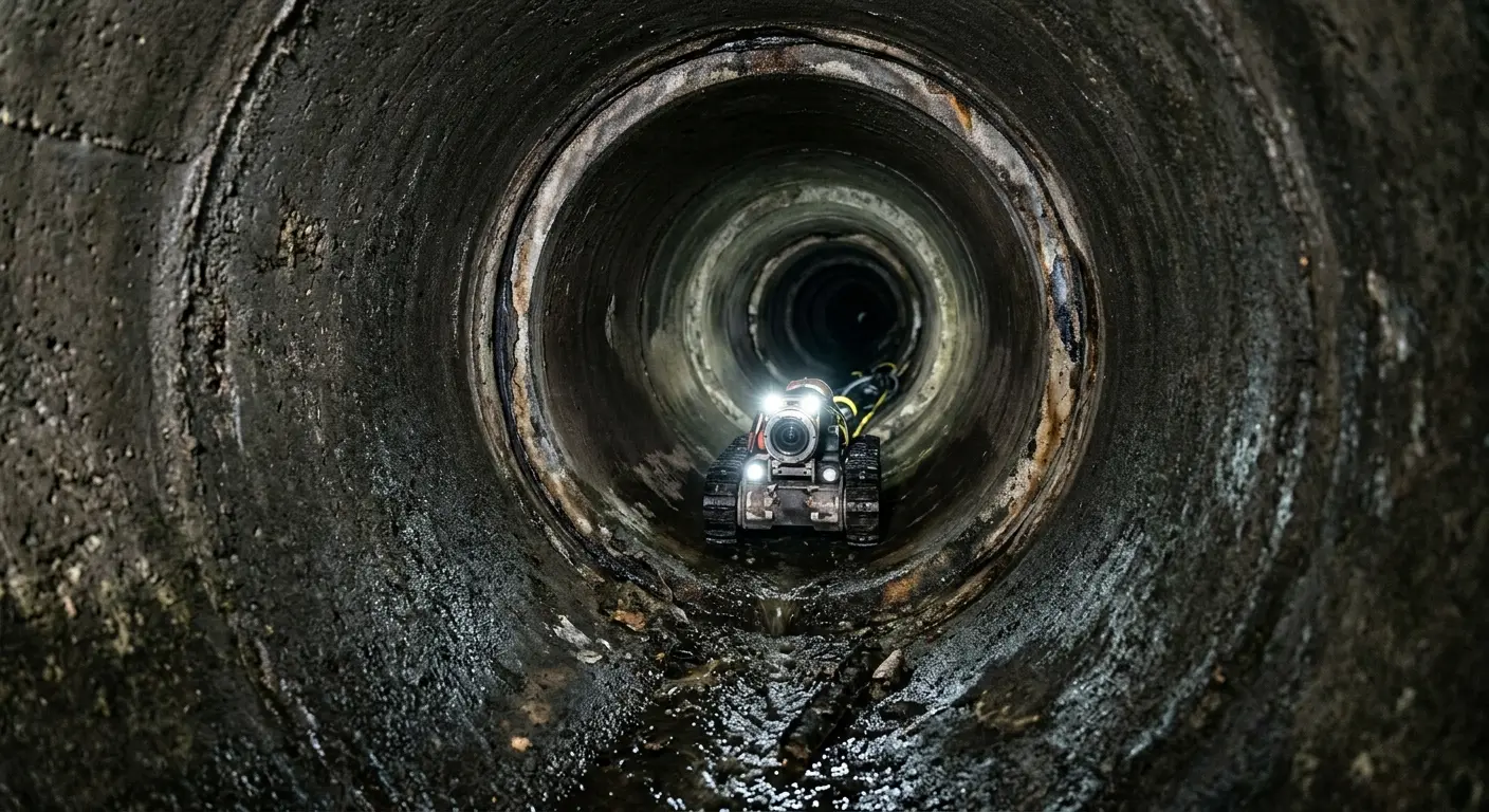 Robotic sewer camera inspecting pipe interior for Sewer Line Repair in Home Gardens